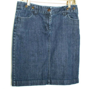 J Crew Denim Pockets Blue Jean Skirt Size 8 (tt48)